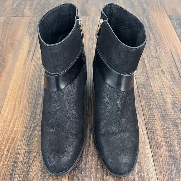 Vince Camuto Moto Buckle Boot Strappy Leather Wrap Western Zip Up Size 8.5 Black - Picture 3 of 15